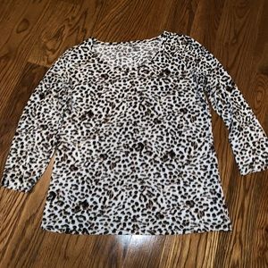(Jones New York) Cotton leopard print shirt.